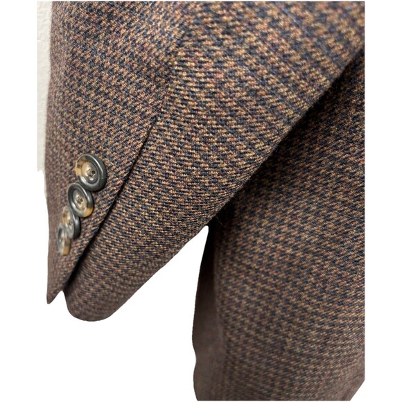 Jos A Bank Blazer 54R Brown Blue Houndstooth Check 100% Wool Sport Coat Jacket - Picture 6 of 8